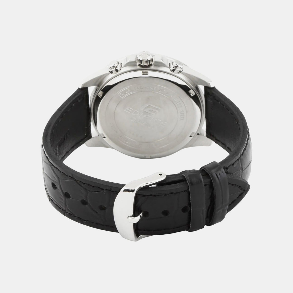 Edifice Men Quartz Black Dial Chronograph Leather Watch EX096