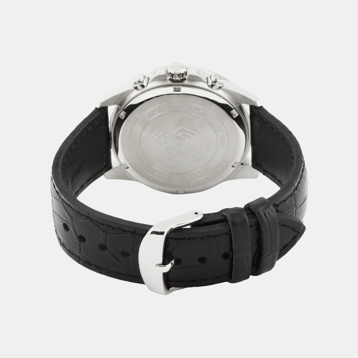 Edifice Men Quartz Black Dial Chronograph Leather Watch EX096