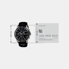 Edifice Men Quartz Black Dial Chronograph Leather Watch EX096