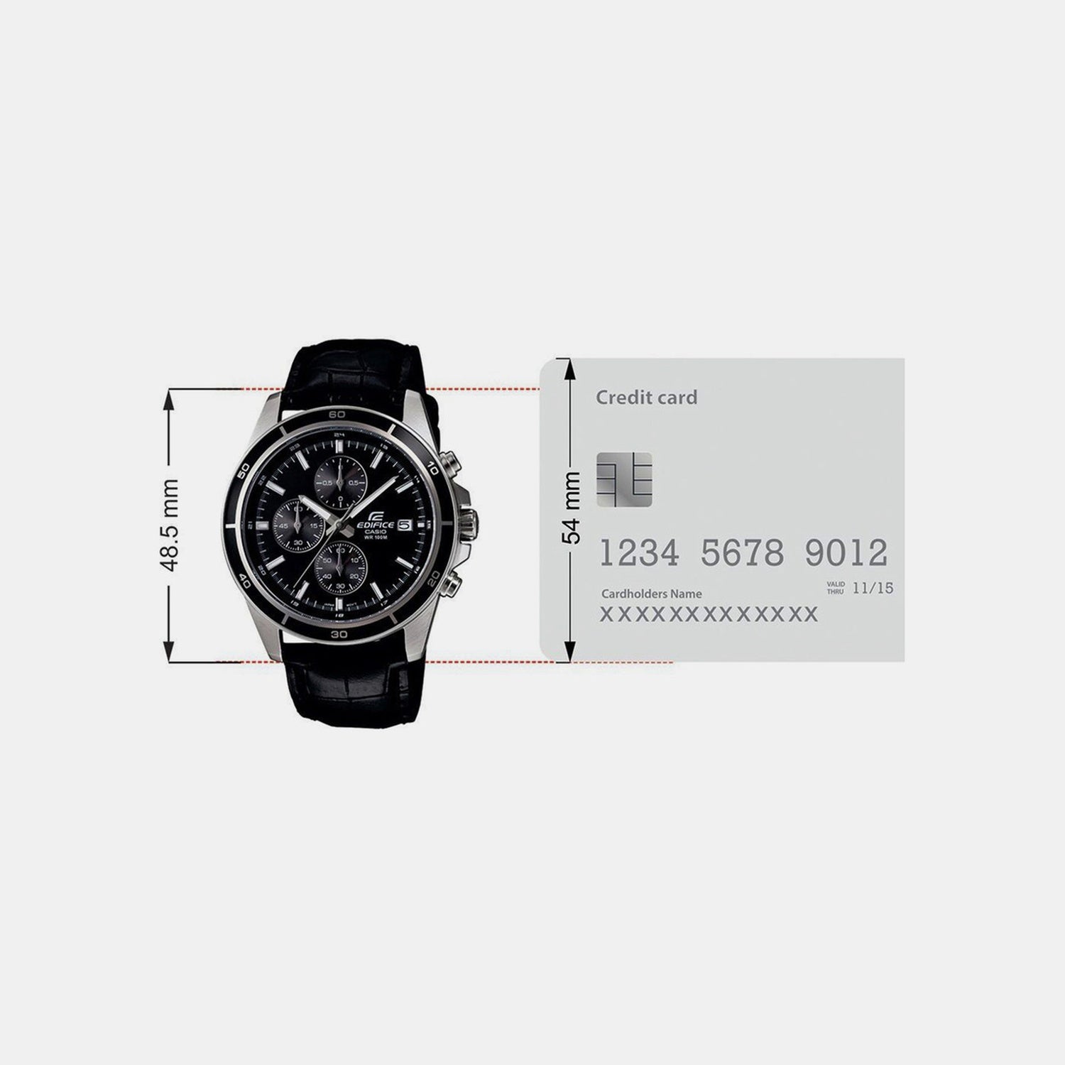 Edifice Men Quartz Black Dial Chronograph Leather Watch EX096