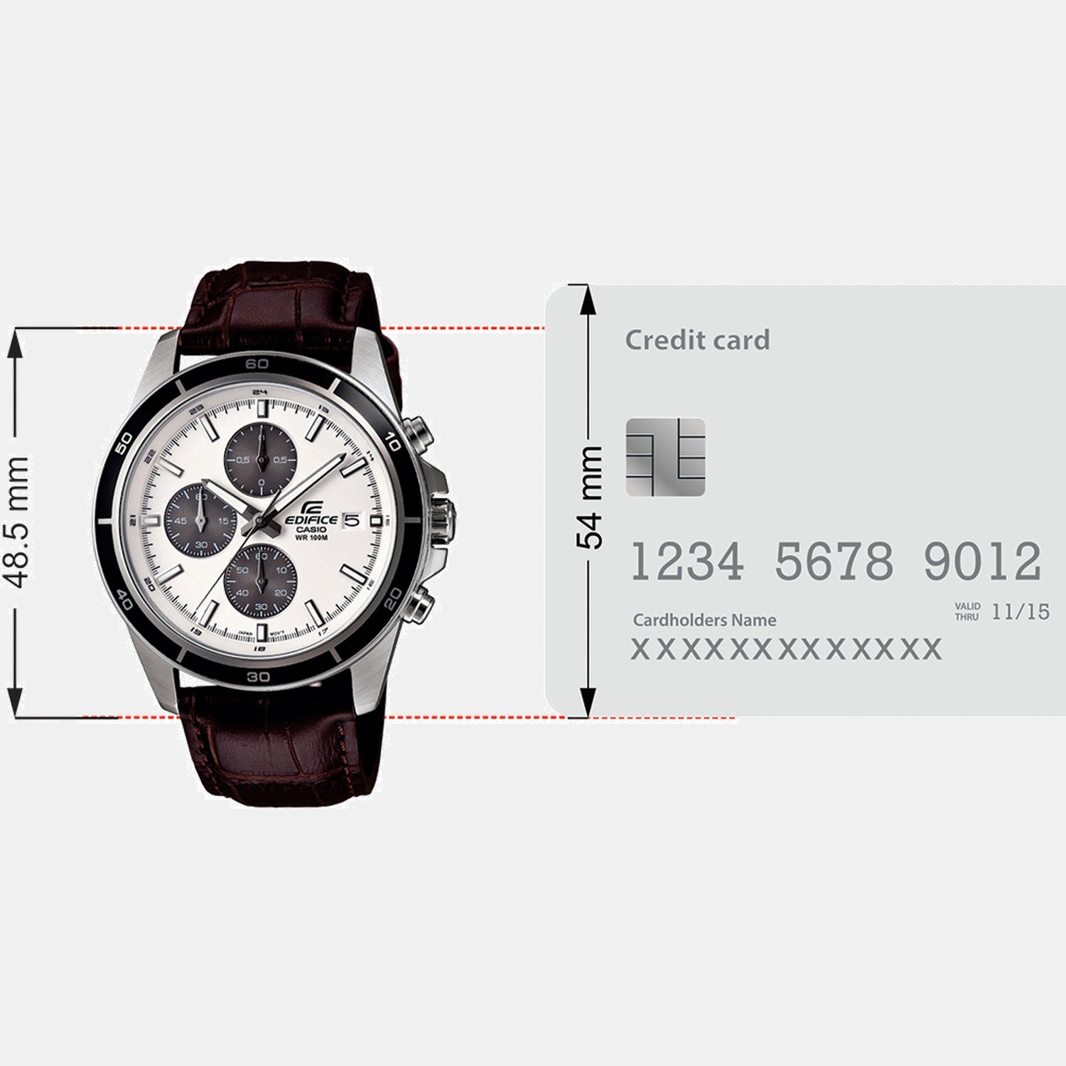 Edifice Men Quartz Silver Dial Analog Leather Watch EX097