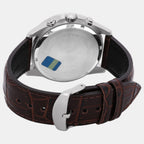 Edifice Men Quartz Silver Dial Analog Leather Watch EX097