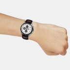 Edifice Men Quartz Silver Dial Analog Leather Watch EX097