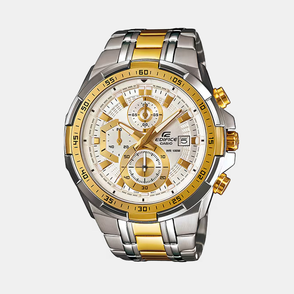 Edifice Men Quartz White Dial Chronograph Stainless Steel Watch EX189