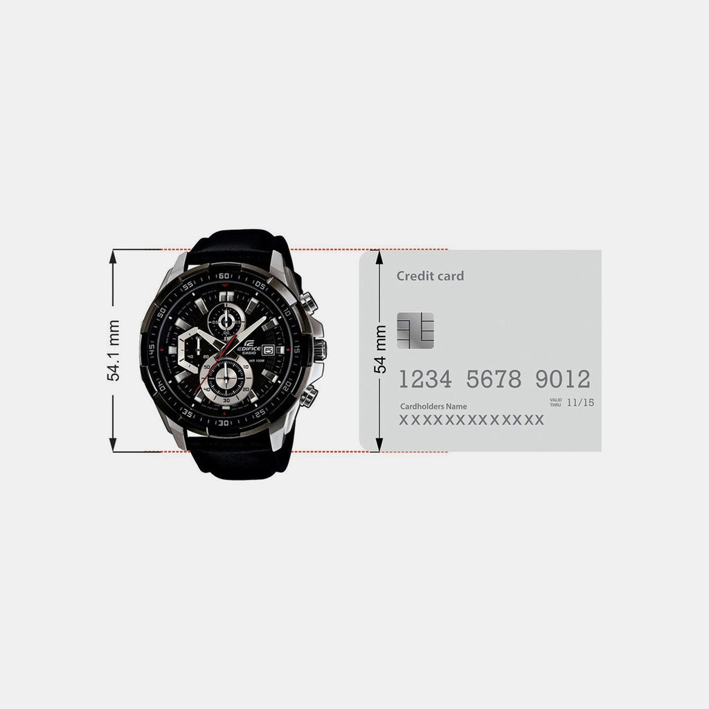 Edifice Men Quartz Black Dial Chronograph Leather Watch EX193