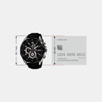 Edifice Men Quartz Black Dial Chronograph Leather Watch EX193