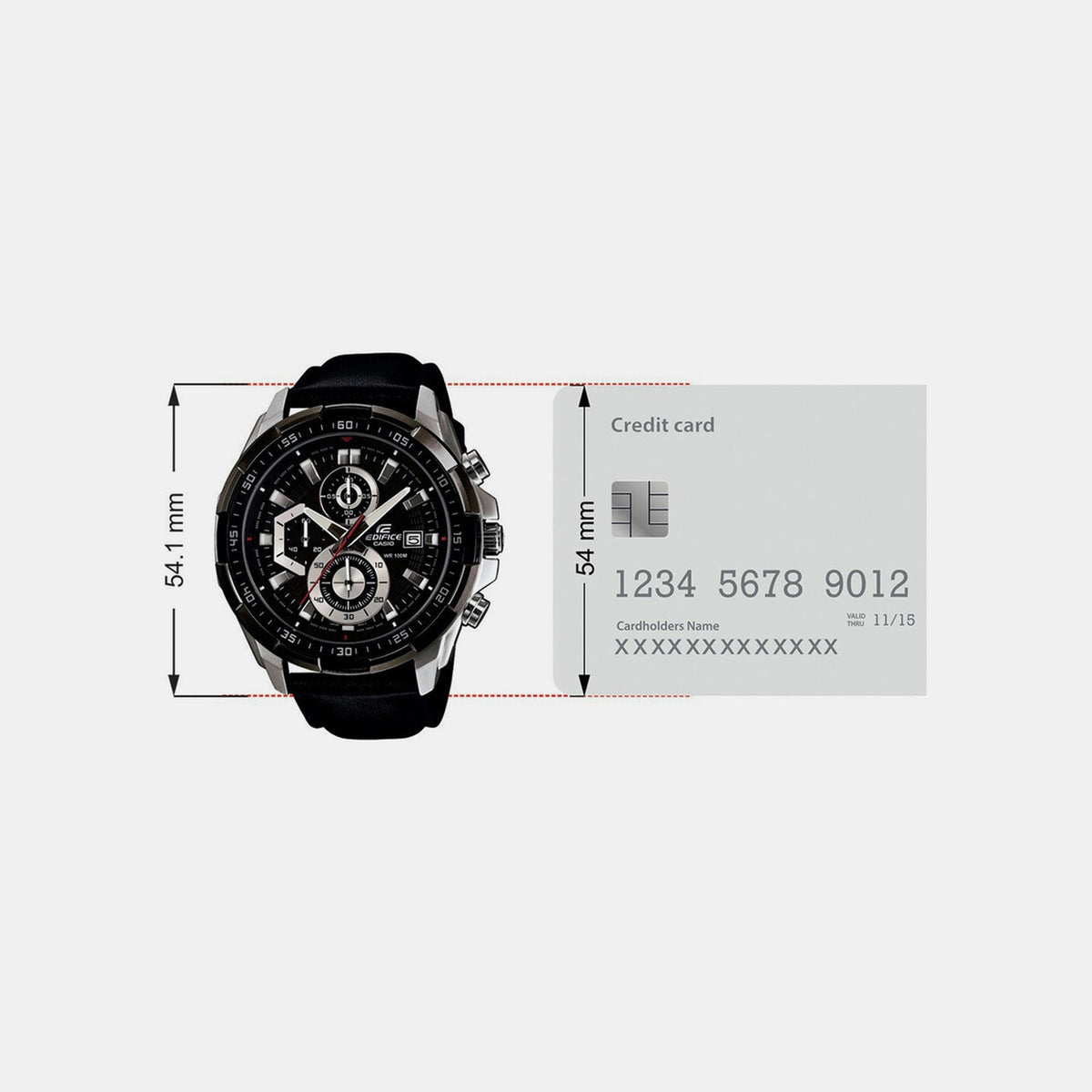 Edifice Men Quartz Black Dial Chronograph Leather Watch EX193