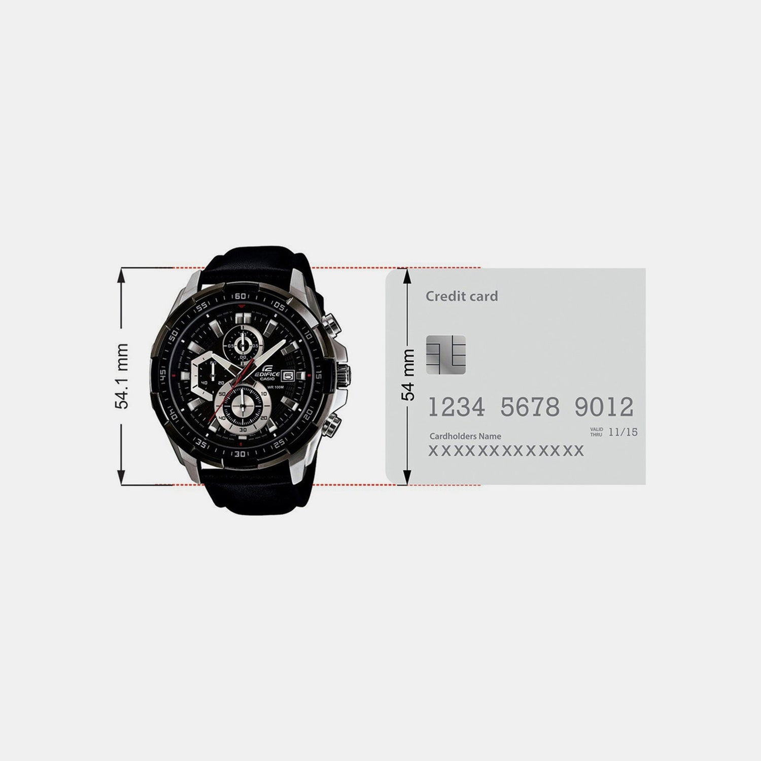 Edifice Men Quartz Black Dial Chronograph Leather Watch EX193