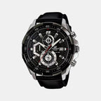 Edifice Men Quartz Black Dial Chronograph Leather Watch EX193