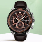 Edifice Men Quartz Brown Dial Chronograph Leather Watch EX194