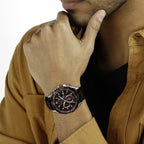 Edifice Men Quartz Brown Dial Chronograph Leather Watch EX194