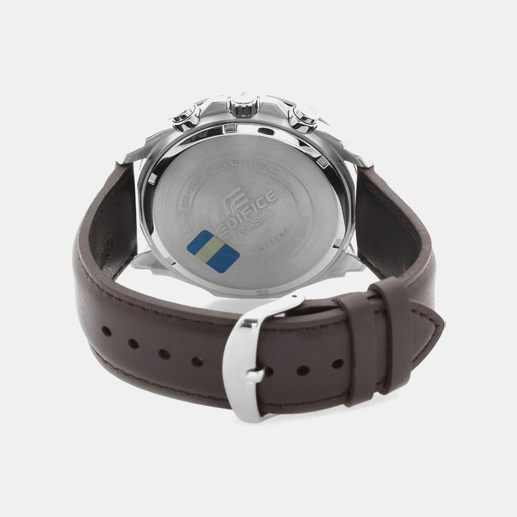Edifice Men Quartz Brown Dial Chronograph Leather Watch EX194