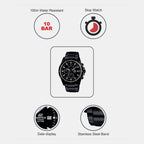 Edifice Men Quartz Black Dial Chronograph Stainless Steel Watch EX206