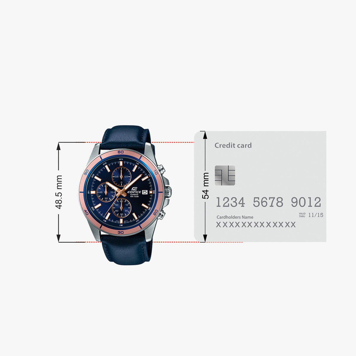 Edifice Men Quartz Blue Dial Chronograph Leather Watch EX302