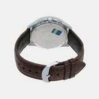 Edifice Men Quartz Beige Dial Chronograph Leather Watch EX303