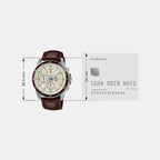 Edifice Men Quartz Beige Dial Chronograph Leather Watch EX303
