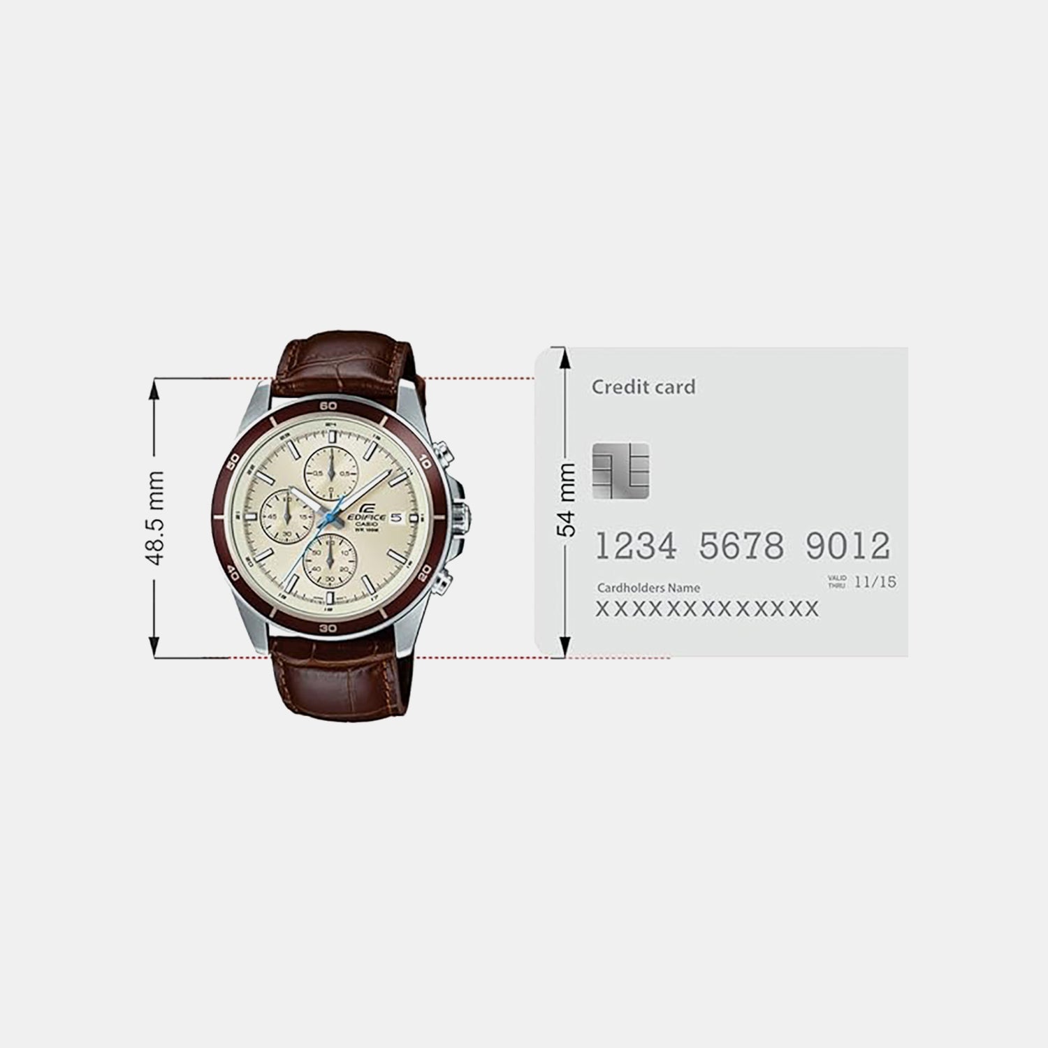 Edifice Men Quartz Beige Dial Chronograph Leather Watch EX303