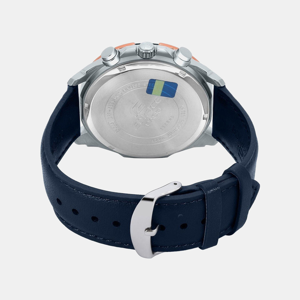 Edifice Men Quartz White Dial Chronograph Leather Watch EX306