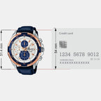 Edifice Men Quartz White Dial Chronograph Leather Watch EX306