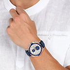 Edifice Men Quartz White Dial Chronograph Leather Watch EX306