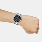 Edifice Men Quartz Black Dial Chronograph Stainless Steel Watch EX317
