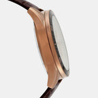 Edifice Men Quartz Beige Dial Chronograph Leather Watch EX359
