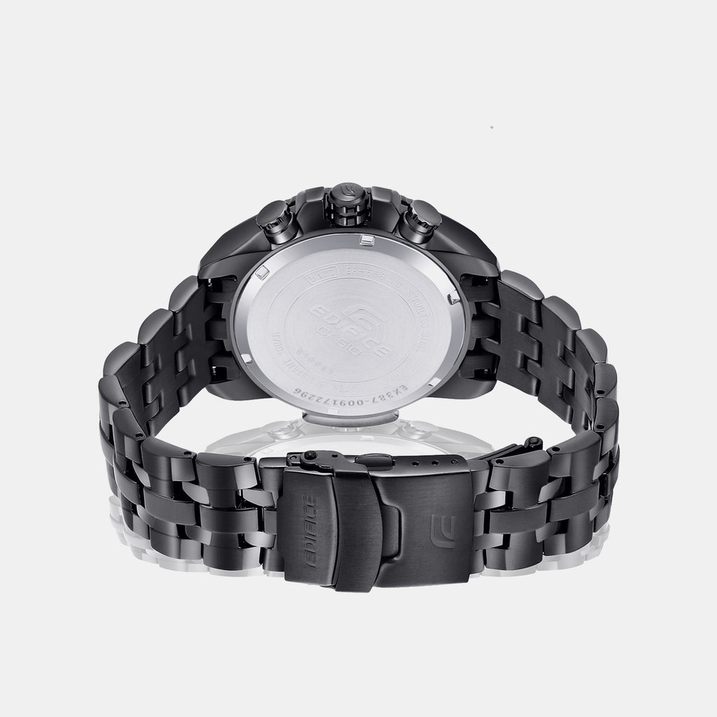 Edifice Men Quartz Black Dial Chronograph Stainless Steel Watch EX387