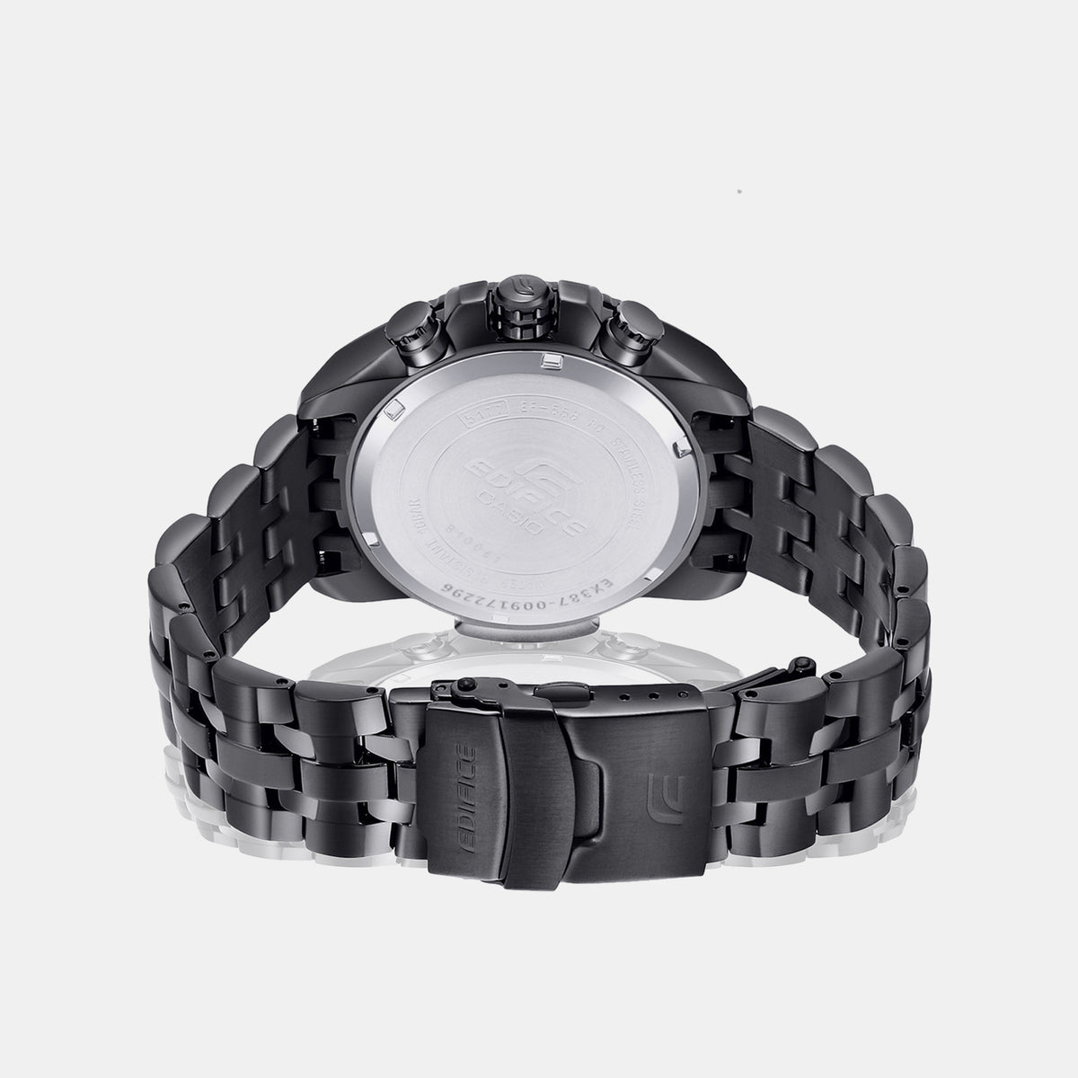 Edifice Men Quartz Black Dial Chronograph Stainless Steel Watch EX387