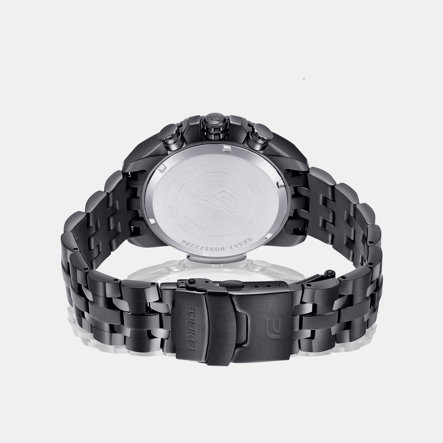 Edifice Men Quartz Black Dial Chronograph Stainless Steel Watch EX387