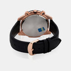 Edifice Men Quartz Black Dial Chronograph Leather Watch EX393
