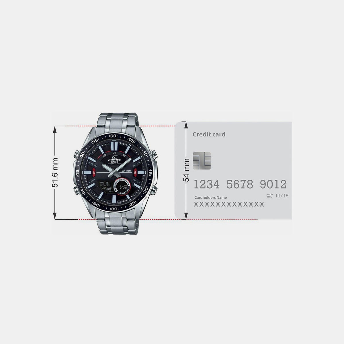 Edifice Men Quartz Black Dial Analog-Digital Stainless Steel Watch EX438