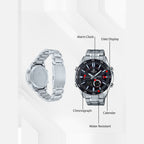 Edifice Men Quartz Black Dial Analog-Digital Stainless Steel Watch EX438