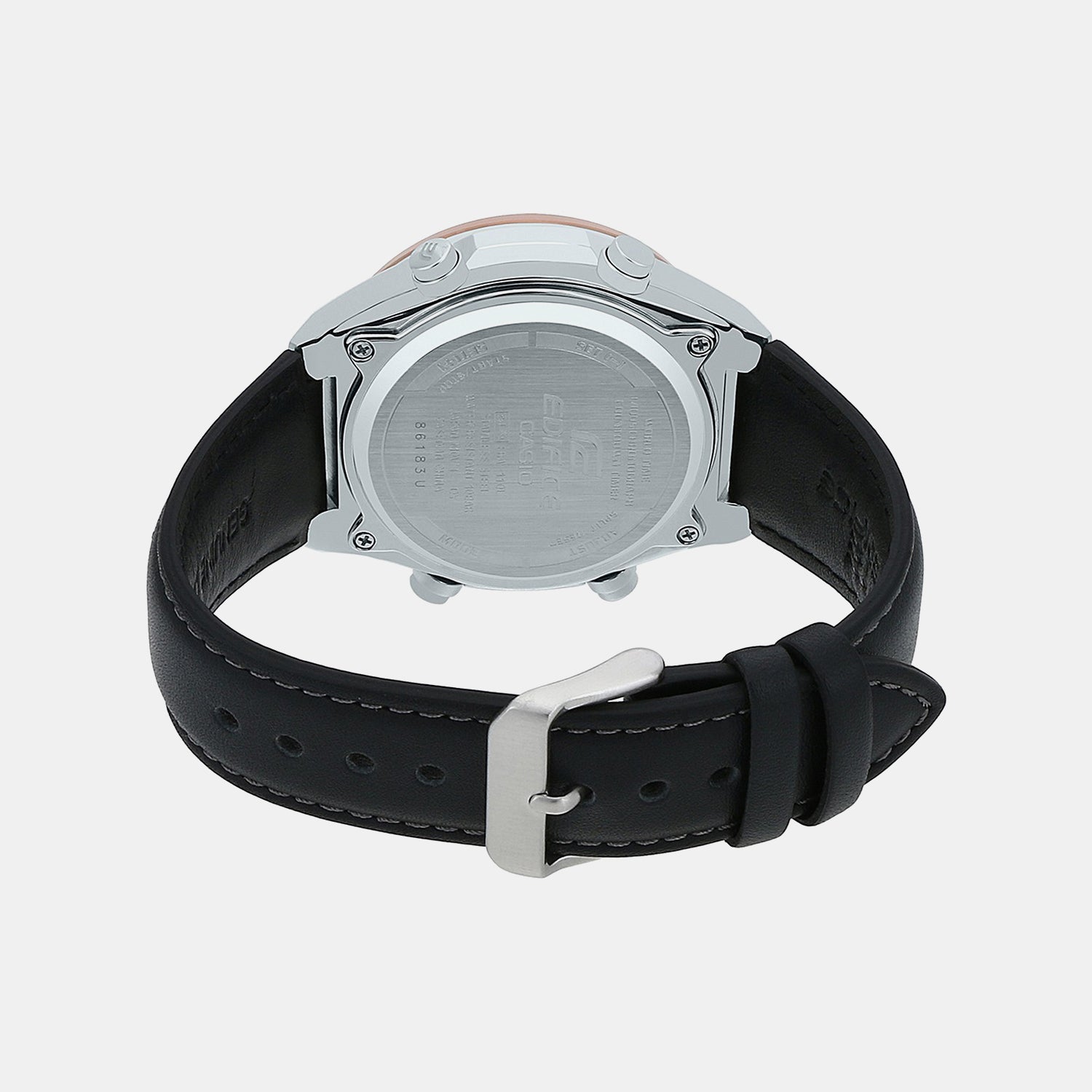 Edifice Men Quartz Black Dial Analog-Digital Leather Watch EX459