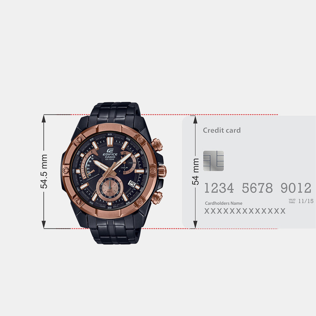 Edifice Men Quartz Black Dial Chronograph Stainless Steel Watch EX492
