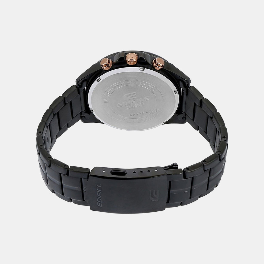 Edifice Men Quartz Black Dial Chronograph Stainless Steel Watch EX493