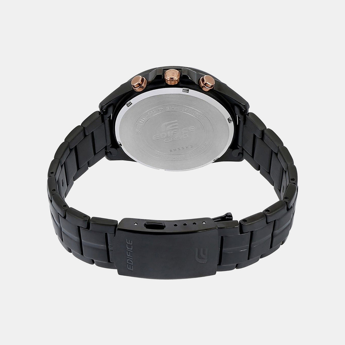 Edifice Men Quartz Black Dial Chronograph Stainless Steel Watch EX493
