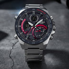 Edifice Men Quartz Black Dial Chronograph Stainless Steel Watch EX499