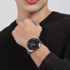 Edifice Men Quartz Black Dial Chronograph Stainless Steel Watch EX499