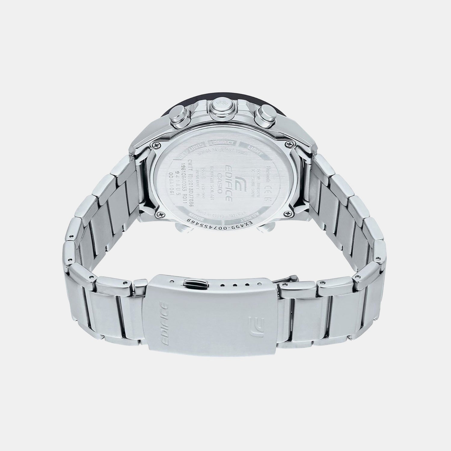 Edifice Men Quartz Black Dial Chronograph Stainless Steel Watch EX499