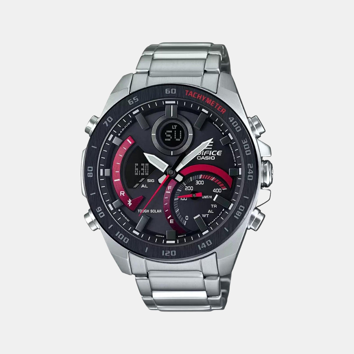 Edifice Men Quartz Black Dial Analog-Digital Stainless Steel Watch EX499