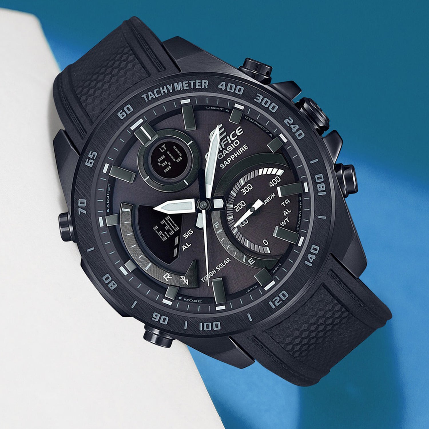 Edifice Men Quartz Black Dial Chronograph Resin Watch EX515