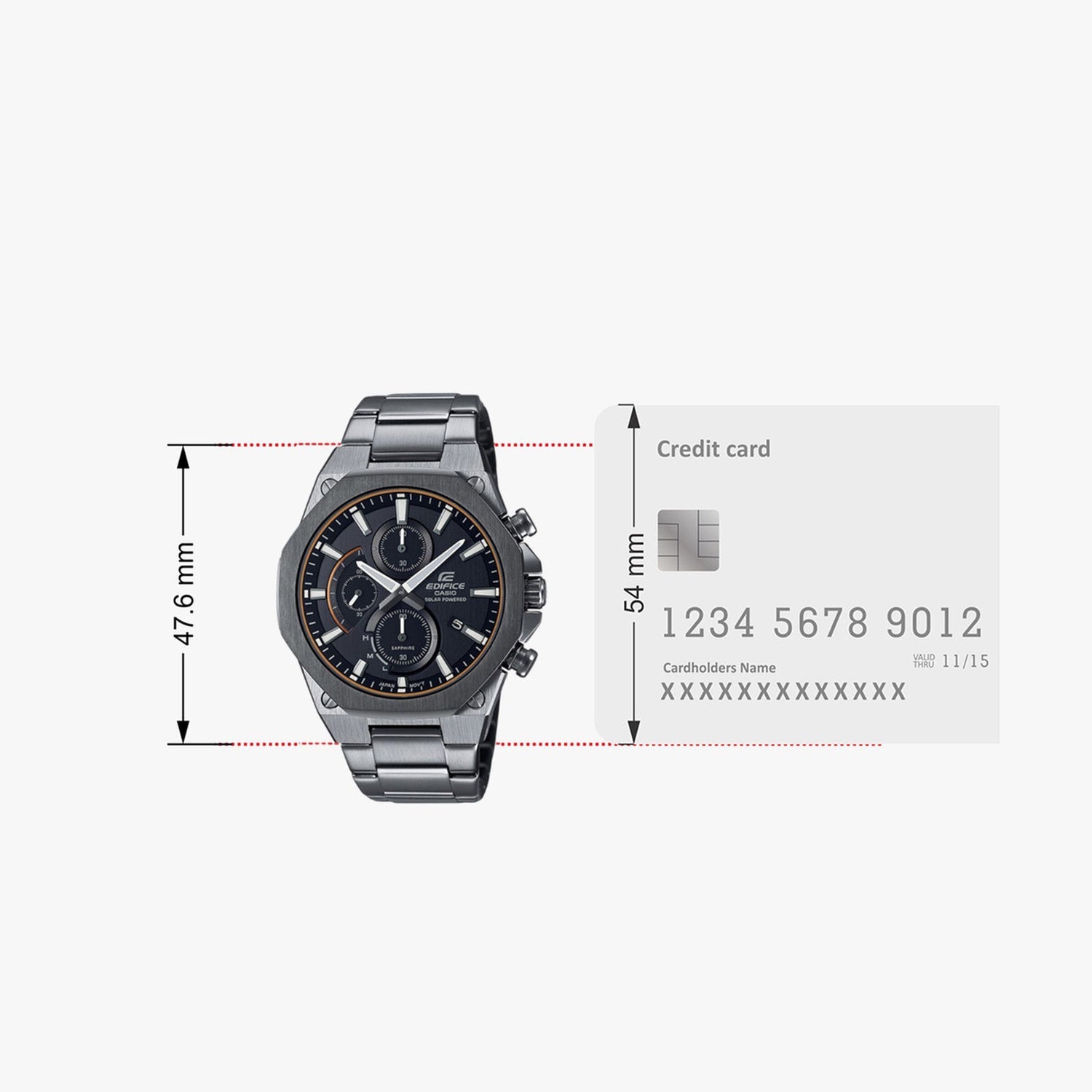 Edifice Men Quartz Black Dial Chronograph Stainless Steel Watch EX529