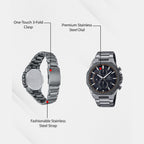 Edifice Men Quartz Grey Dial Chronograph Stainless Steel Watch EX529