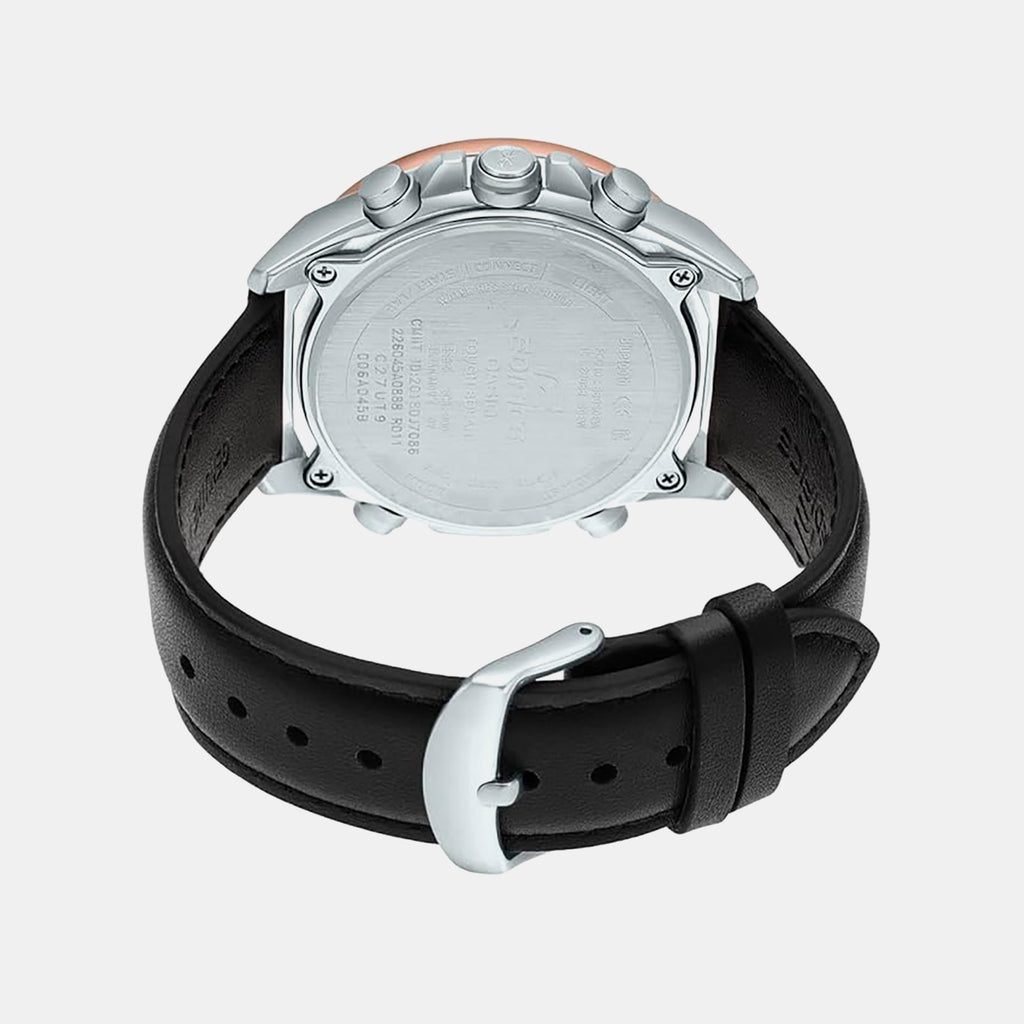 Edifice Men Quartz Black Dial Analog-Digital Leather Watch EX531