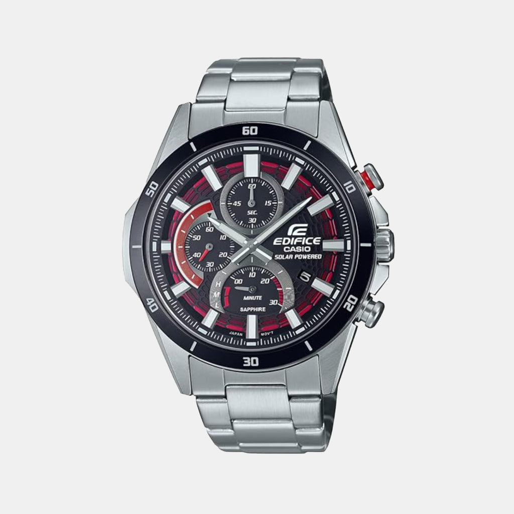 Edifice Men Quartz Black Dial Chronograph Stainless Steel Watch EX539