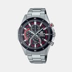 Edifice Men Quartz Black Dial Chronograph Stainless Steel Watch EX539