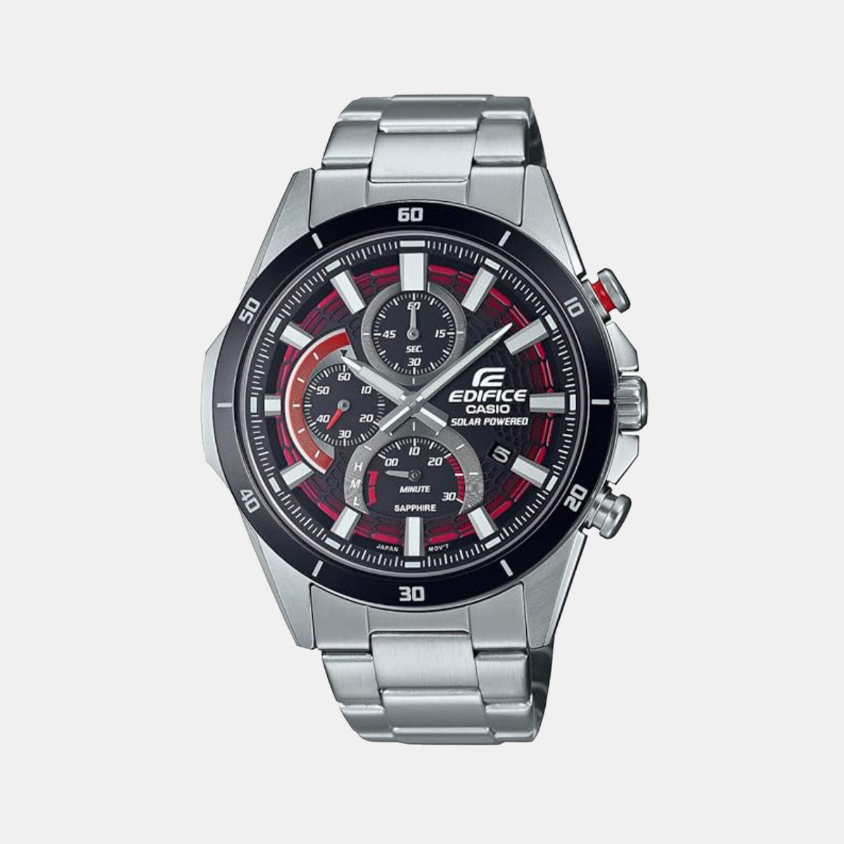 Edifice Men Quartz Black Dial Chronograph Stainless Steel Watch EX539