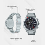 Edifice Men Quartz Black Dial Analog-Digital Stainless Steel Watch EX545