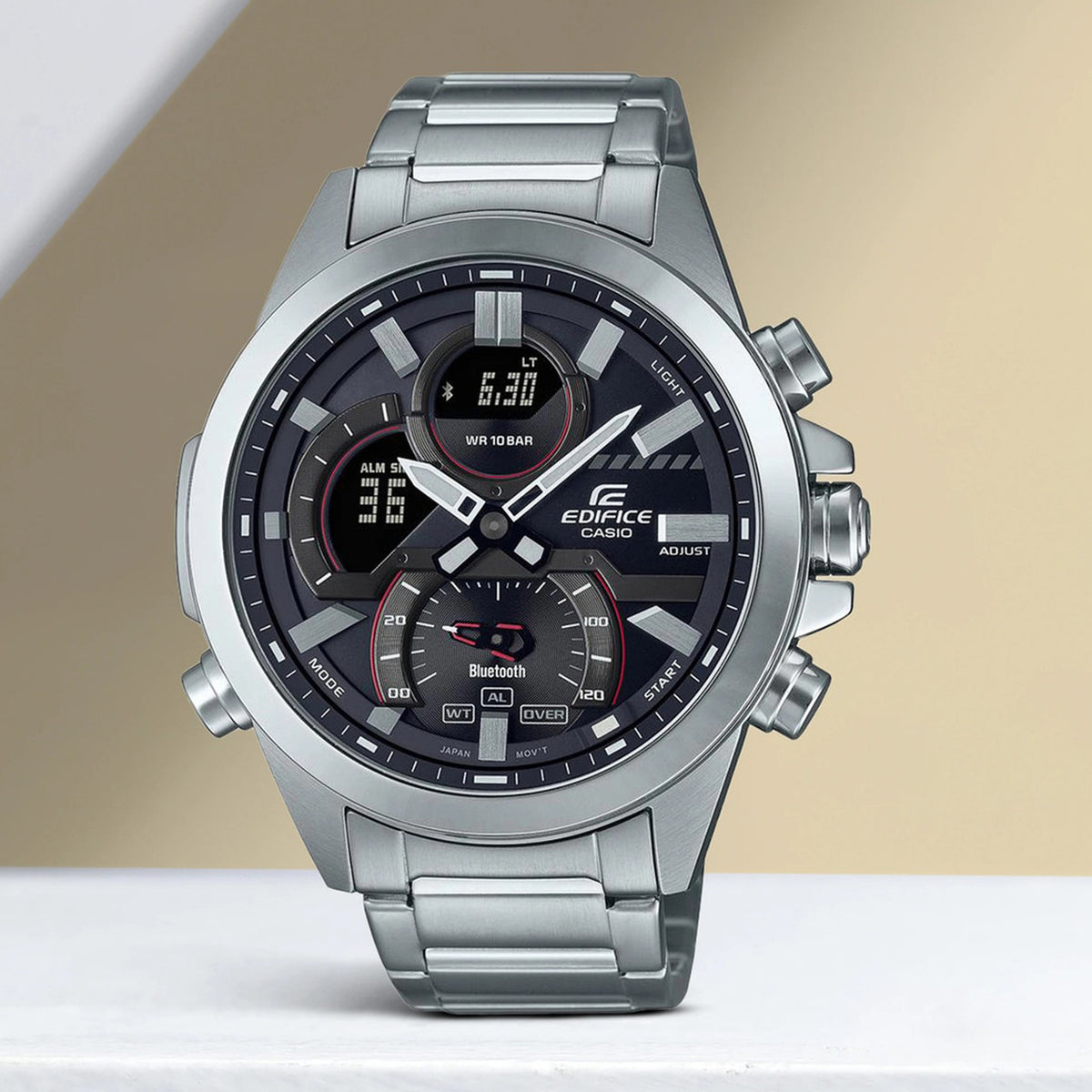 Edifice Men Quartz Black Dial Analog-Digital Stainless Steel Watch EX545