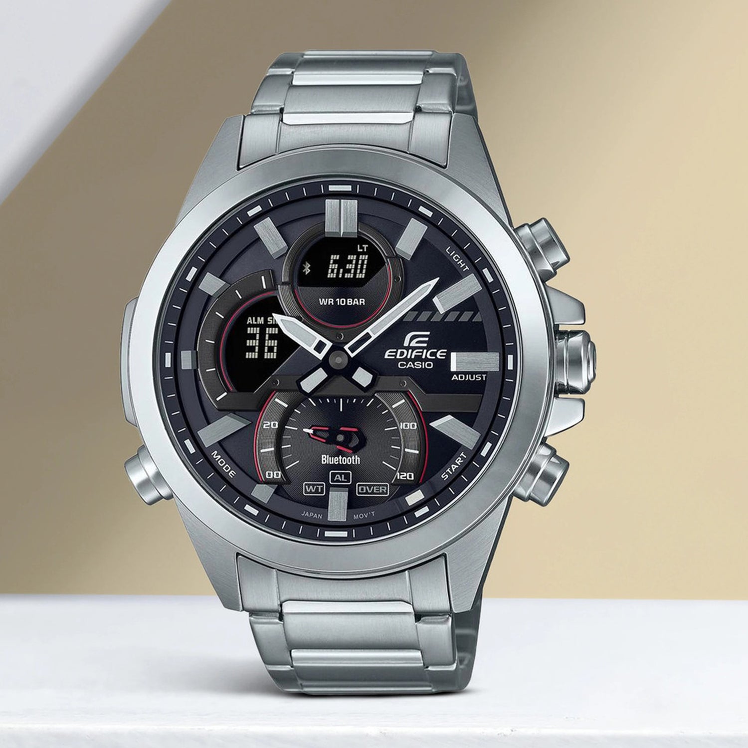 Edifice Men Quartz Black Dial Analog-Digital Stainless Steel Watch EX545